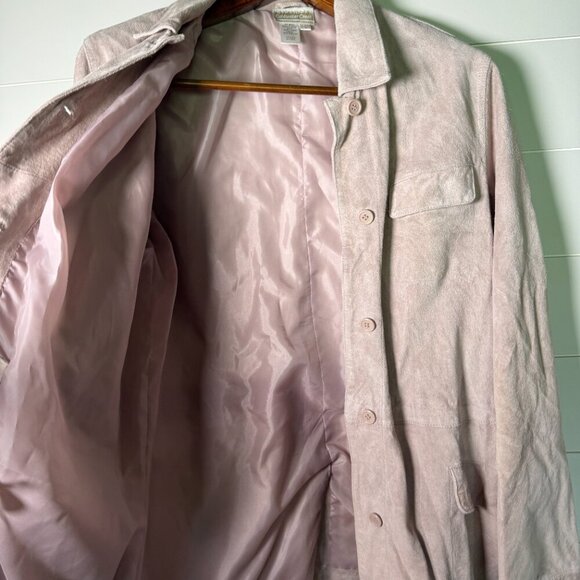 Coldwater Creek Light Pink Mauve Genuine Suede Leather Jacket Large - Picture 3 of 9
